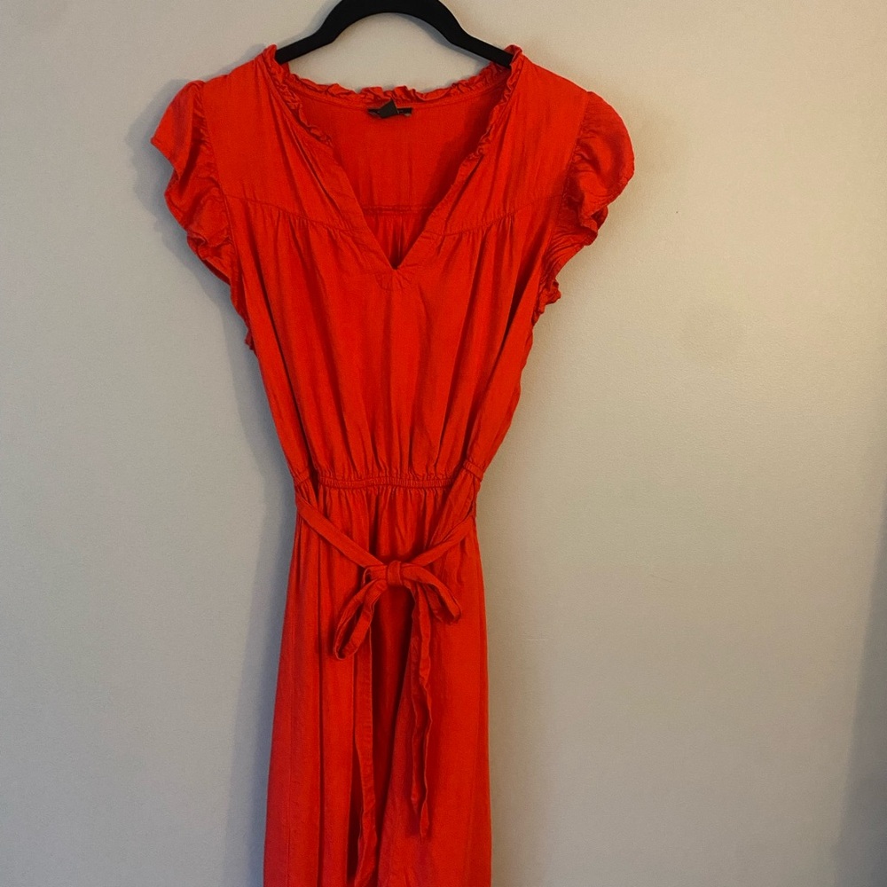 Elegant Red Ruffle Sleeve Dress